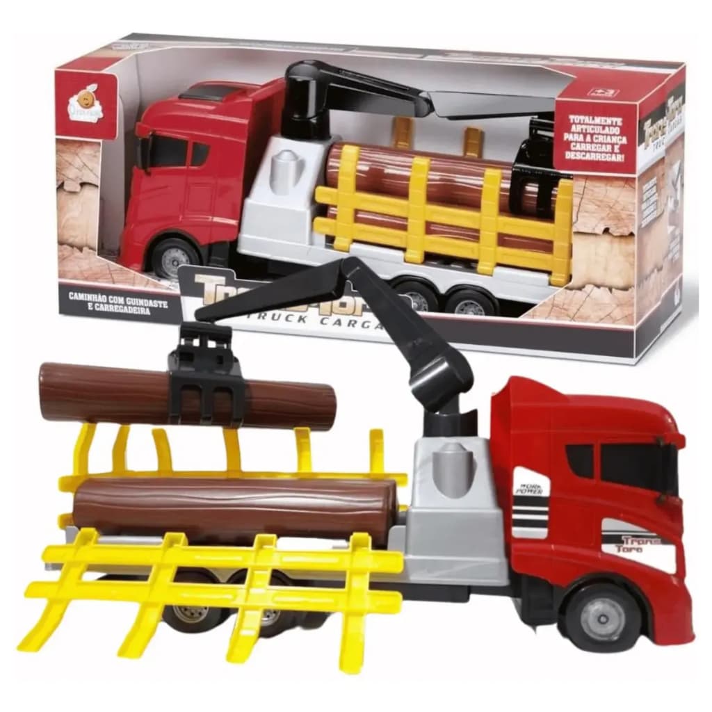Brinquedo Caminhão Trans Tora Carga de Plástico Carga Faz de Conta Rodas Livres Orange Toys