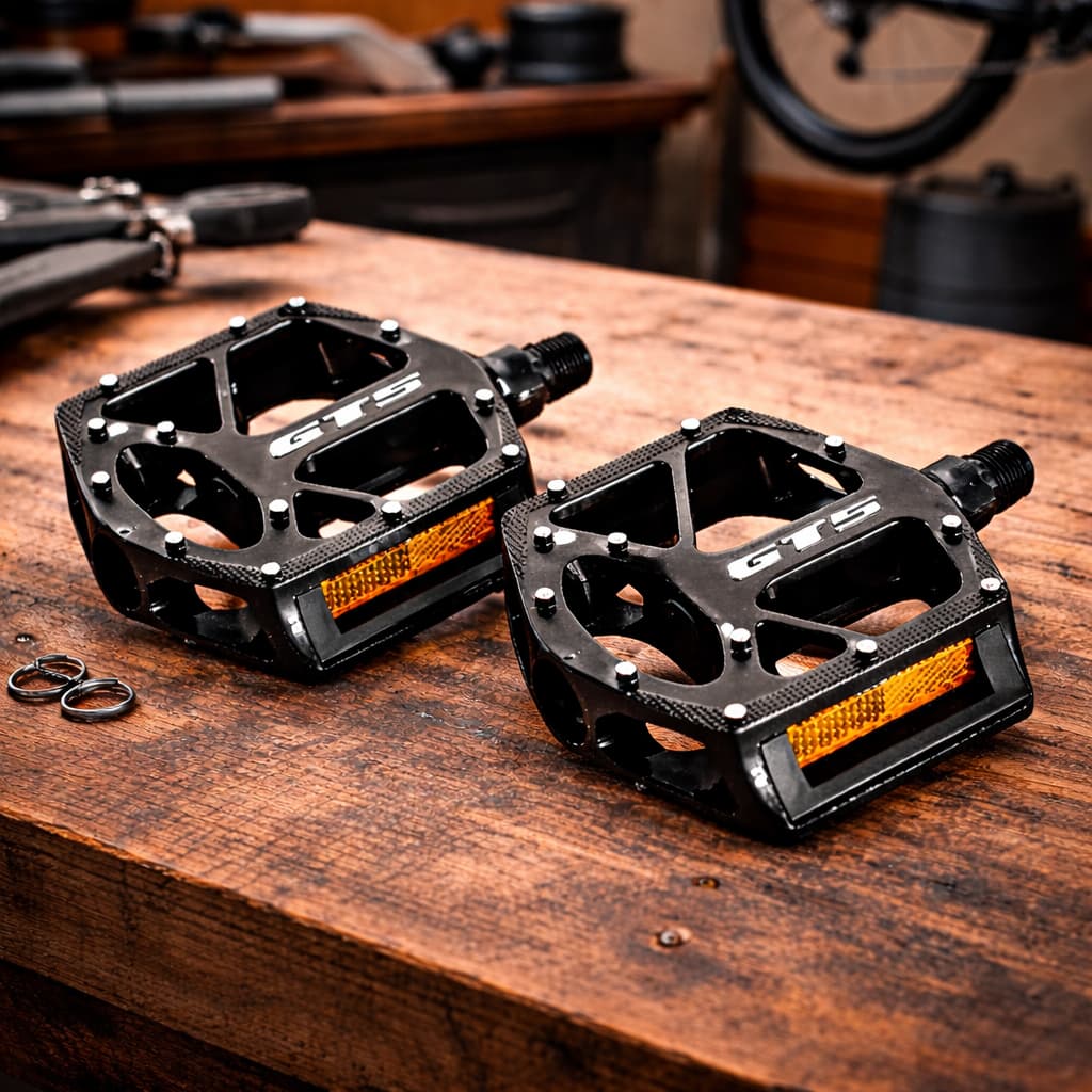 Pedal GTS Plataforma Alumínio PRETO 9/16 ( rosca grossa )