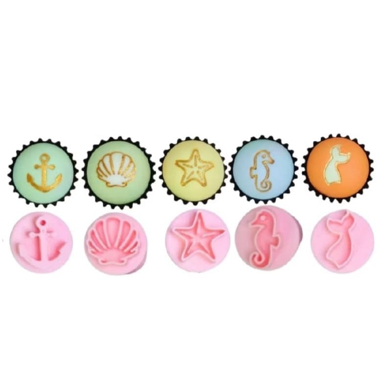Kit Carimbos Para Doces e Brigadeiros, Doce, Docinhos, Confeitaria, Festa -  Fundo do Mar Sereia Concha - 5 peças