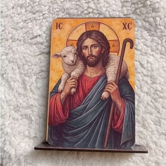 Quadro, ícone Bom Pastor, Jesus Bom Pastor 15,5 cm.