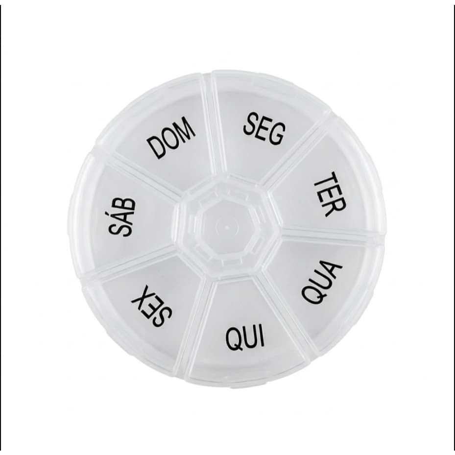 Porta Remédio Semanal Circular Portátil Para Viagem e Bolsa