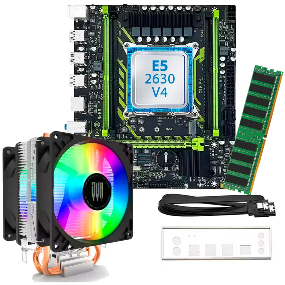 Kit Xeon Gamer X99 DDR4 | Placa Mãe + Processador E5-2630 + Memória 8GB + Cooler – A pronta entrega