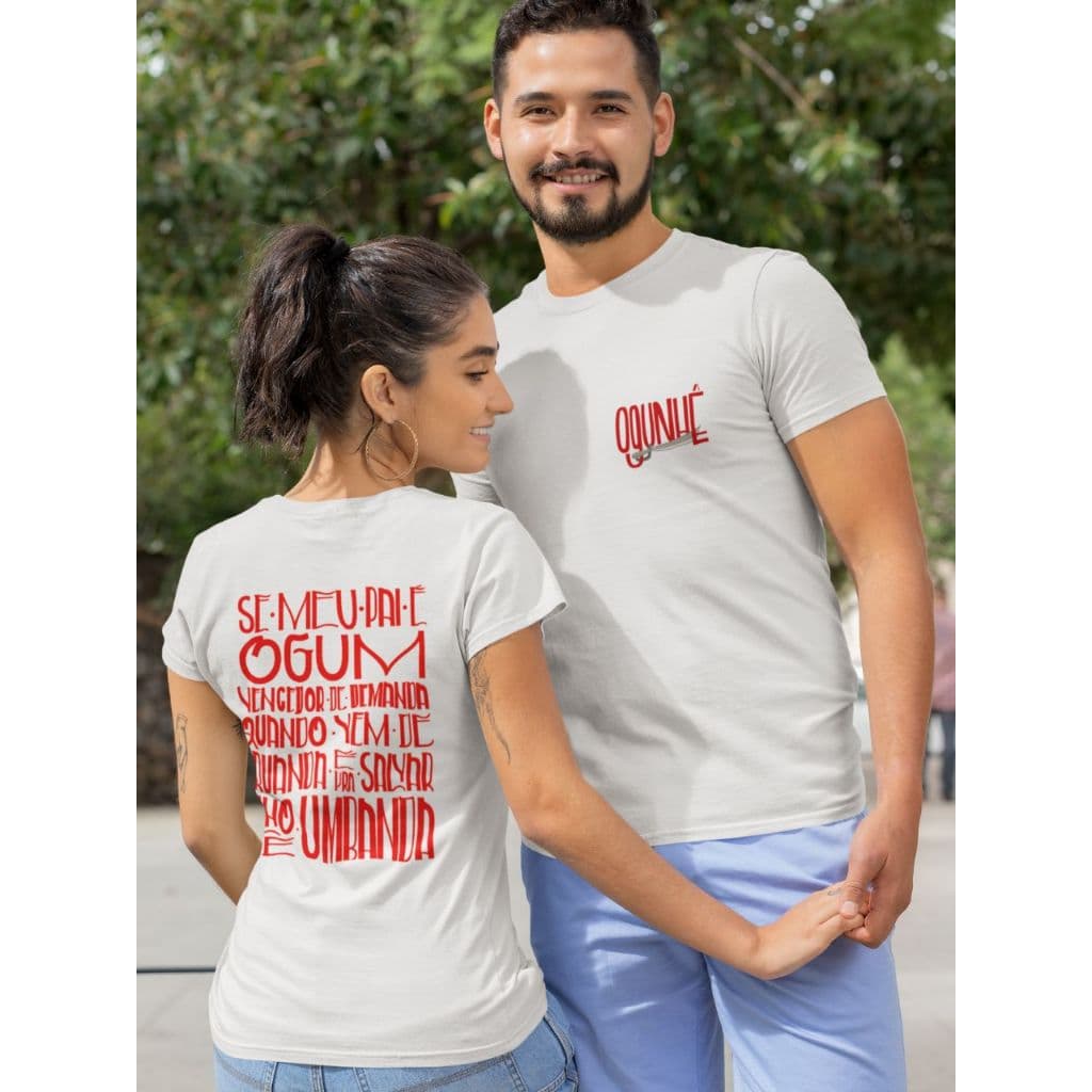 Camiseta T-Shirt Algodão Estampado Axé Fé Umbanda Se Meu Pai é Ogum Vencedor de Demanda Unissex Feminino Masculino
