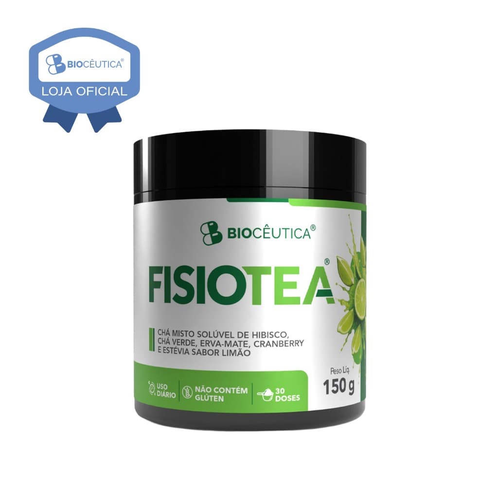 FisioTea Chá Solúvel Sabor Limão 150g Biocêutica Baixo Calórico Fácil Preparo Chá Misto Solúvel