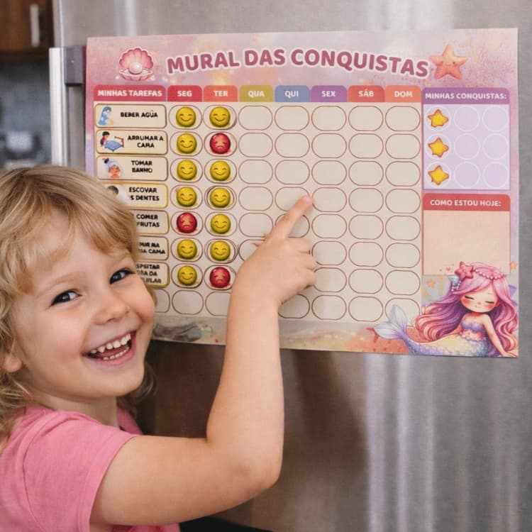 Quadro de Rotina Infantil Magnético - Sereia