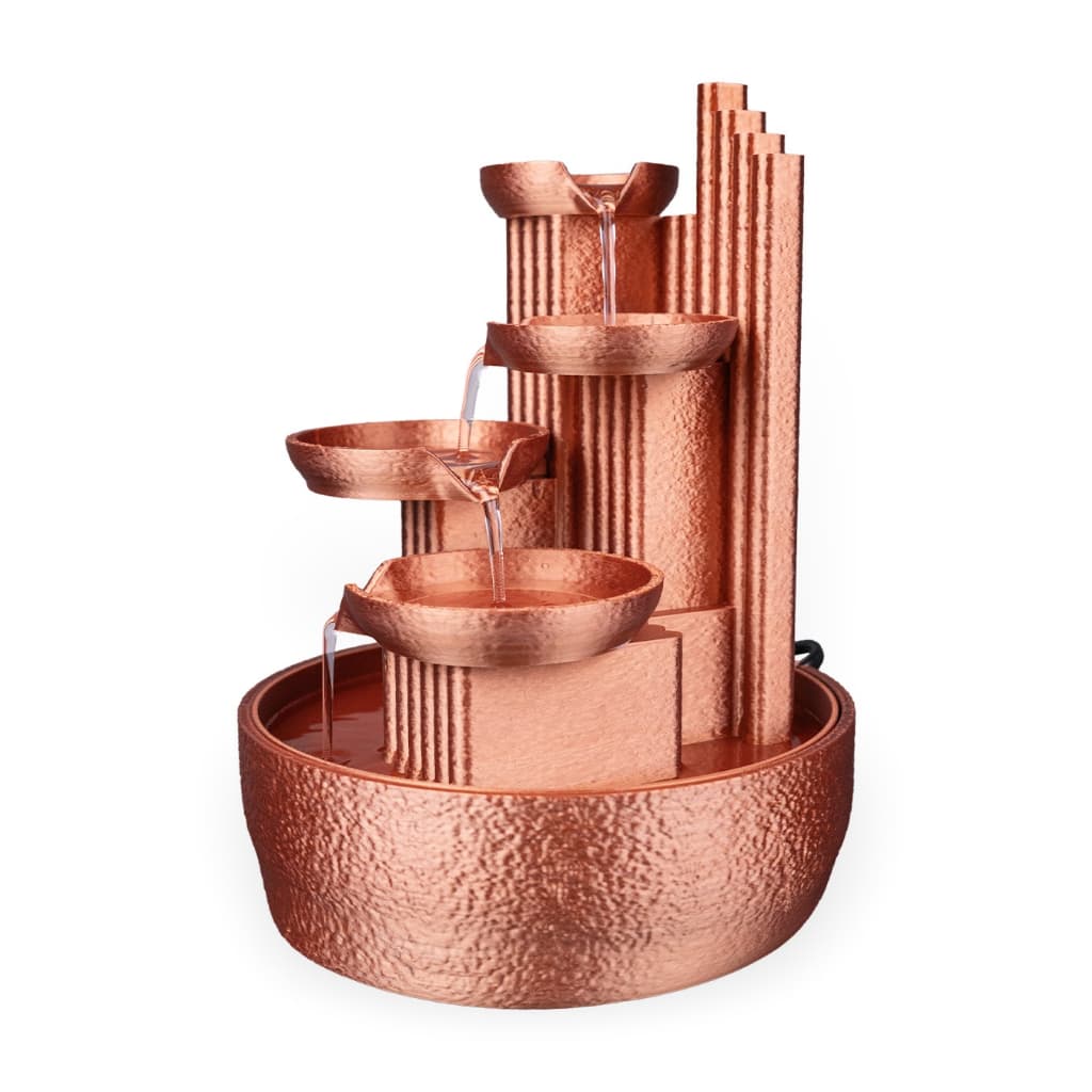 Fonte de Água Decorativa Cascata de Mesa Efeito Cobre Martelado