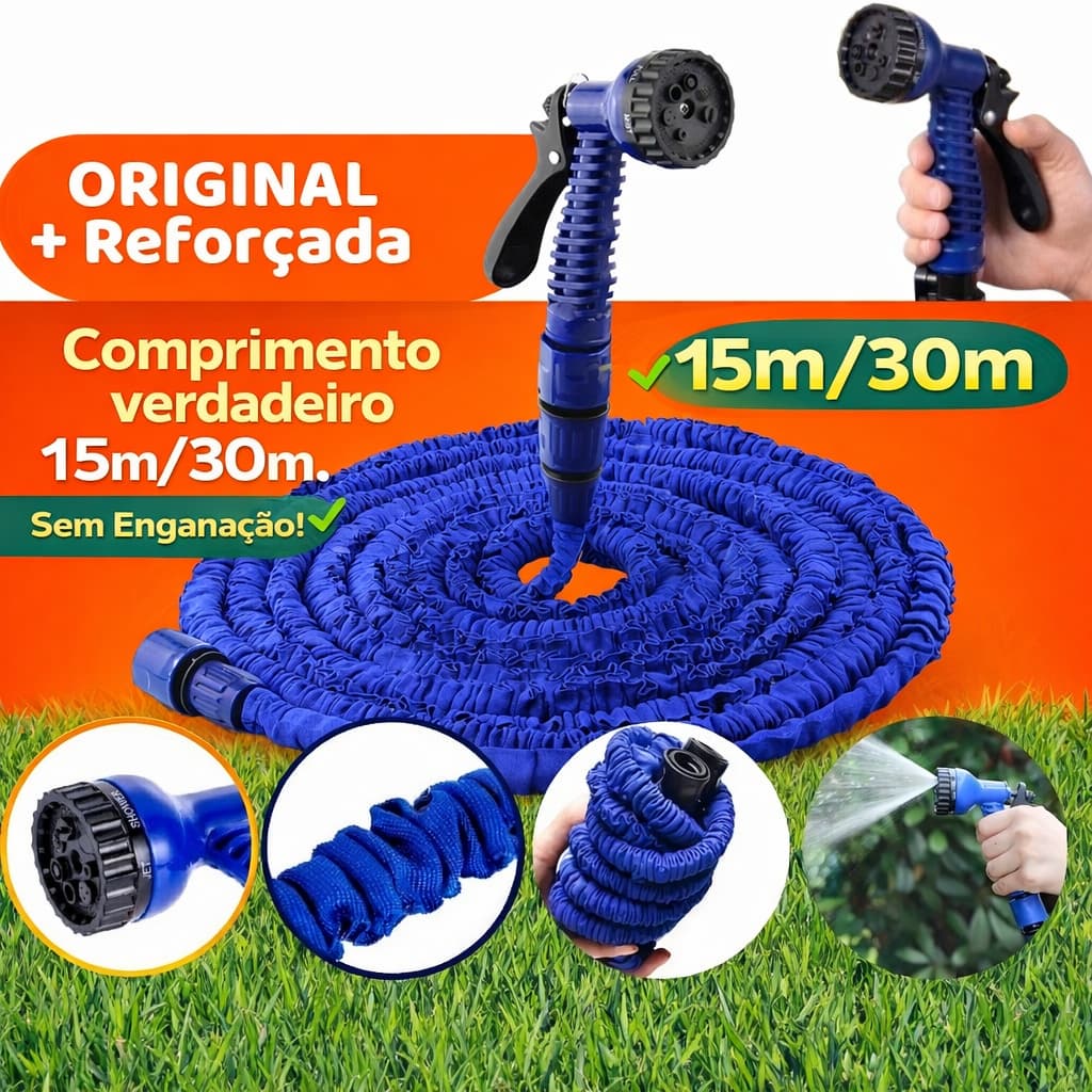 Mangueira Mágica 10m/15m/30m Metros( comprimento após água) com Gatilho 7 Jatos Premium Resistente