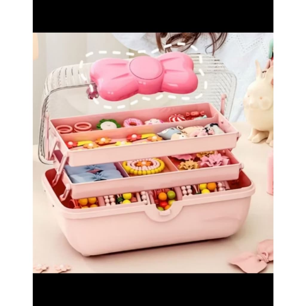 KIT 555 LAÇOS E MALETA ORGANIZADORA DESIGN ELEGANTE LAÇO ROSA