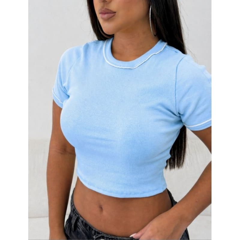 Cropped estampada Blusa baby look Têndencia essencial casual básica