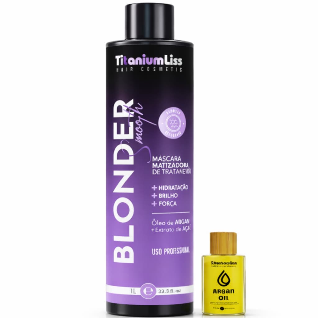 Progressiva Blonder Smooth Titanium Liss 1L + Óleo de Argan – Alisamento Profissional, Matização, Brilho e Hidratação Se