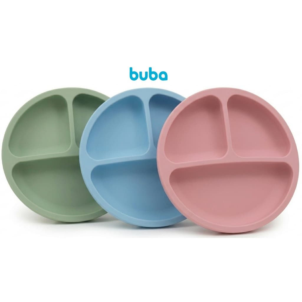 Pratinho de Silicone Buba Com Ventosa Divisórias Infantil Bebê Livre BPA