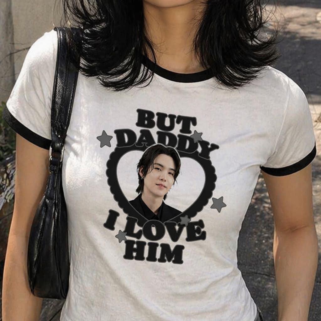 Camisa Feminina Baby Tee I Love Suga BTS Black T-shirt Vintage Y2K estética BabyLook
