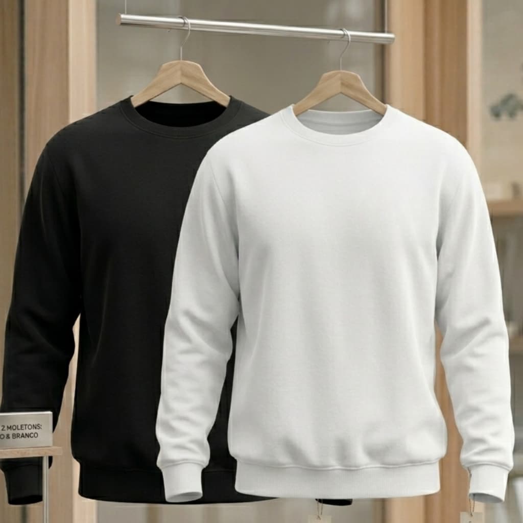 Kit moletom masculino feminino capote blusa de frio casaco blusão tendencia promoção preto branco liso gola