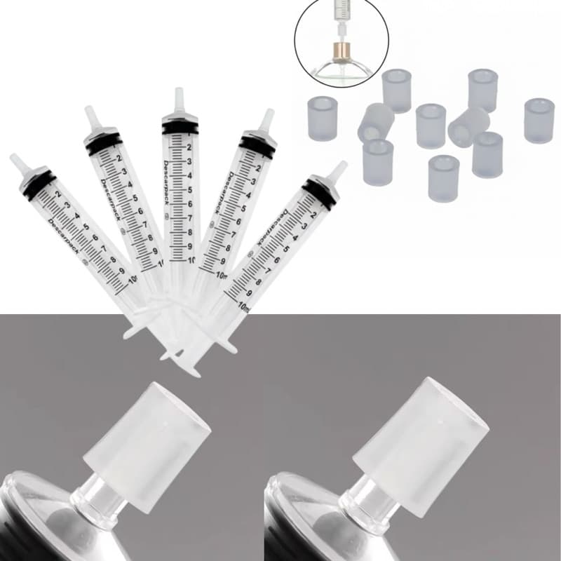 Kit 12 Pçs Adaptador Curto E Seringa de 10ml para Decant essências Transferência Perfume