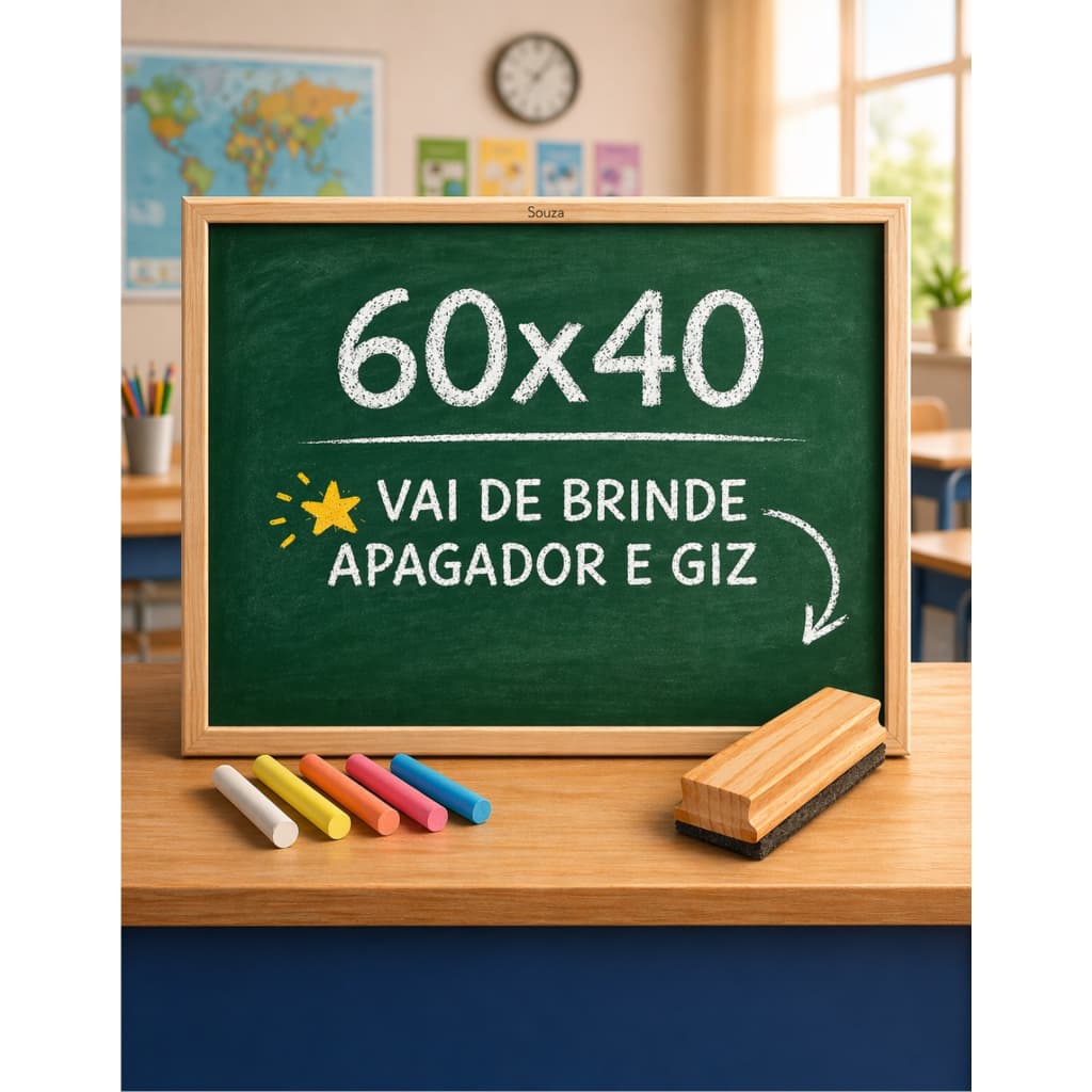 Lousa Quadro Verde Infantil Souza 60x40 Giz Apagador