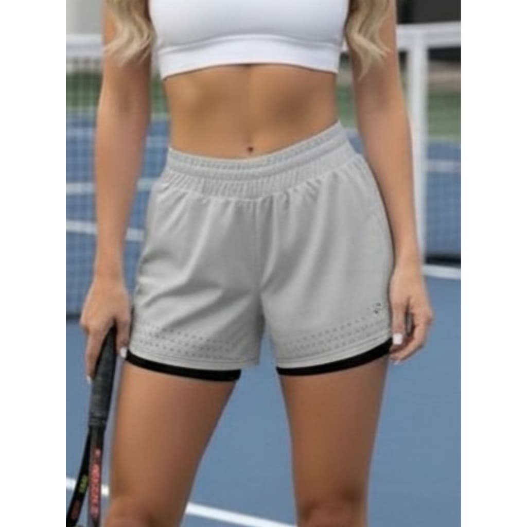 Short 2 Em 1 Compressão Duplo Feminino Com Bolso Academia Fit
