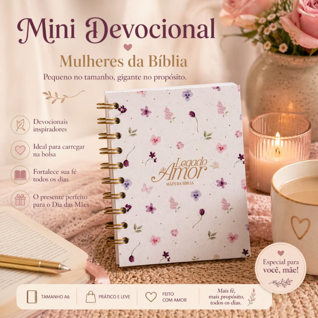 Mimo Dia das Mães Mini Devocional Legado de Amor – Mães da Bíblia Presente Religioso Floral Delicado Feminino Cristã