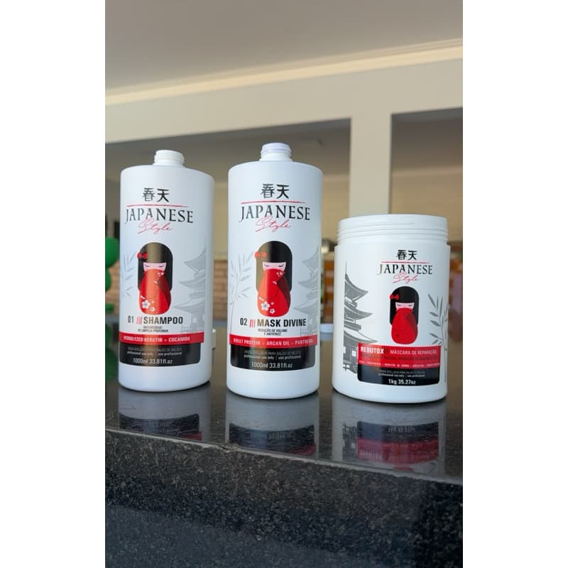 kit japonesa style 3 produto shampoo ativo e btox 1 kg cada maravilhoso cabelo