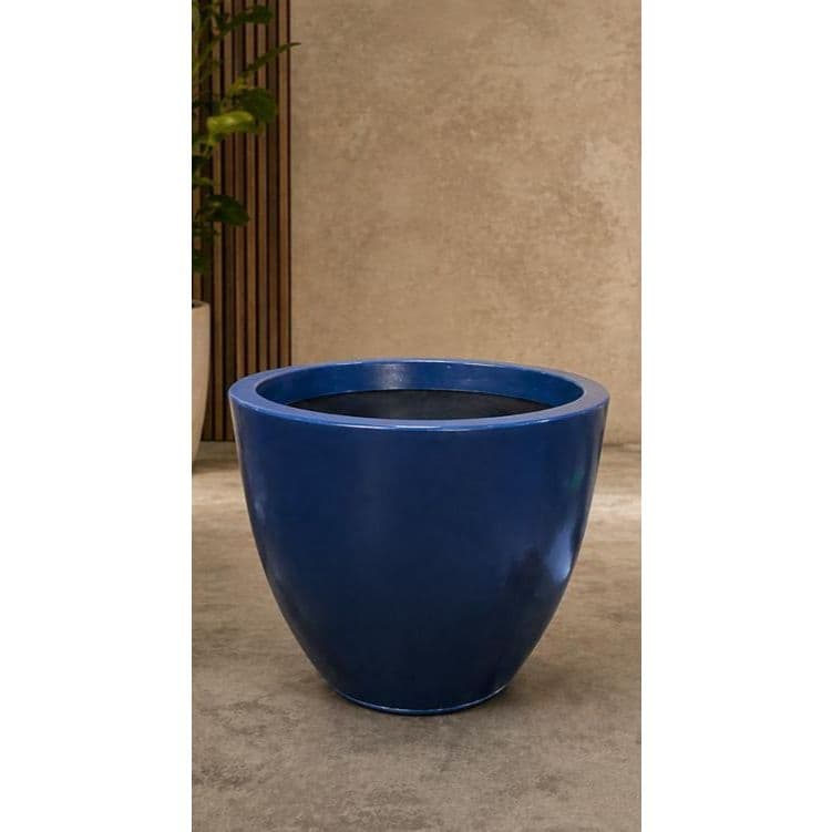 VASO DECORATIVO BOJO LISO MARMORIZADO LUXO COM PRATO PARA PLANTAS -  37X39X29