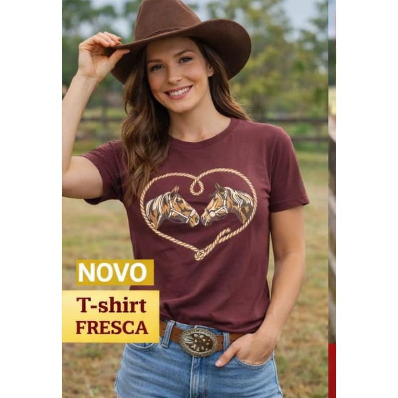 T-Shirt Feminina Cavalo Country Estilosa 100% Algodão Premium