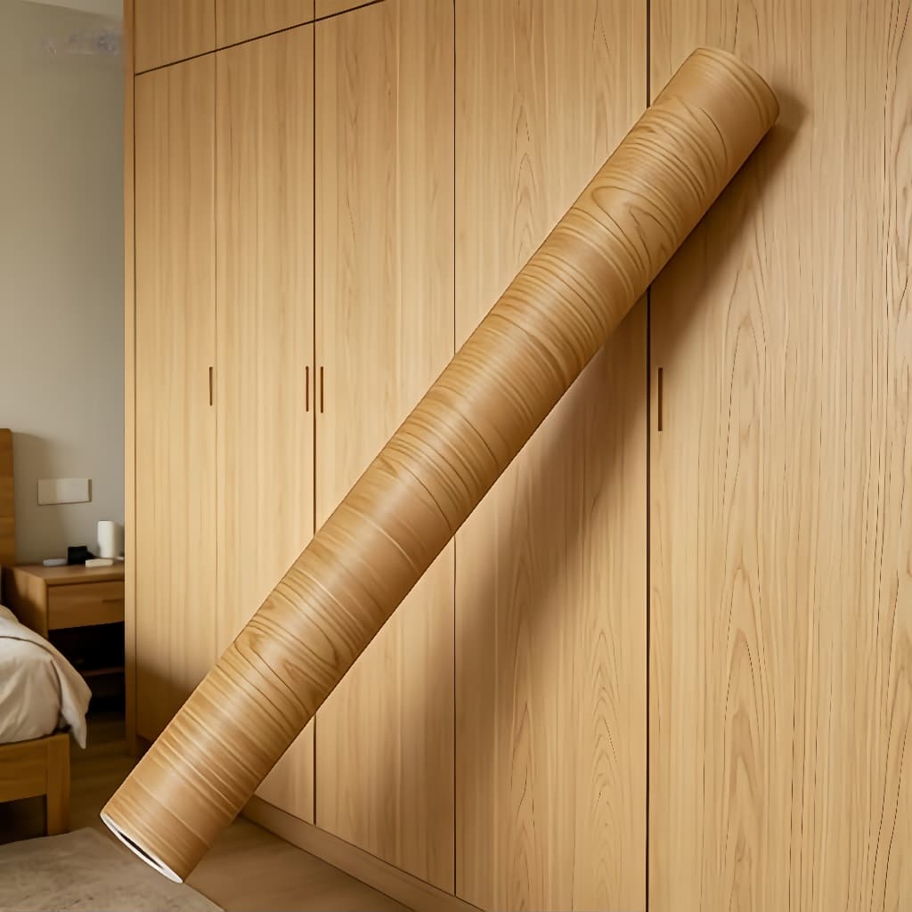 Papel de Parede Autoadesivo 3D Madeira Marrom Realista Impermeável Resistente Óleo Removível Sala e Móveis Em Oferta