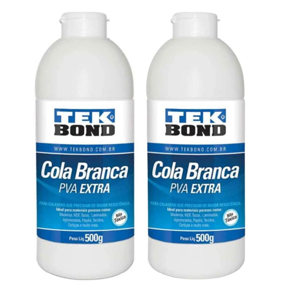 Kit com 2 Colas Brancas PVA Extra 500g – Alta Resistência e Secagem Rápida