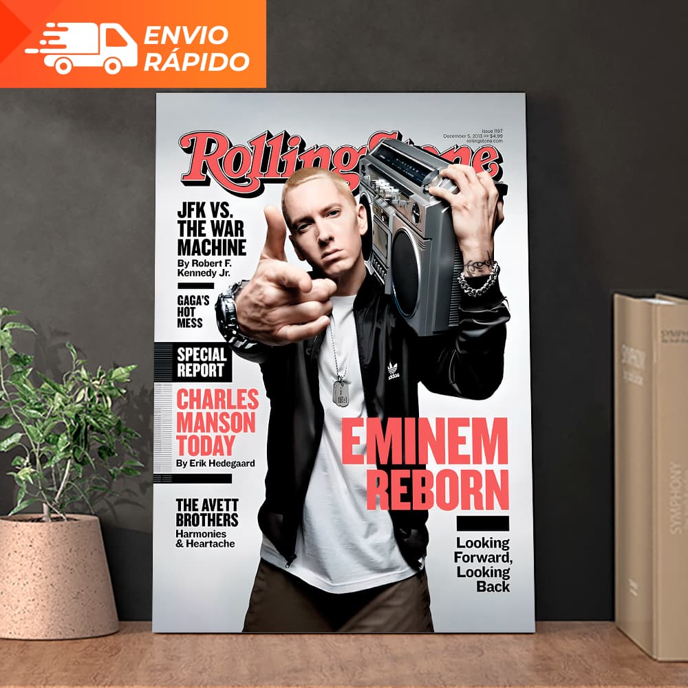 Quadro Decorativo Eminem MDF Adesivado Rap Pop Música Poster para Quarto Sala Estúdio Fita Dupla Face