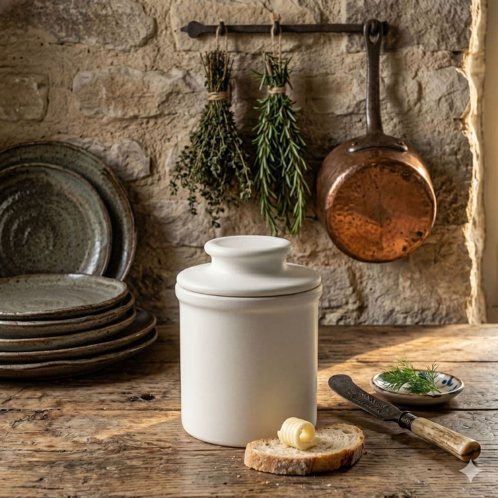 Manteigueira Francesa Porcelana Branca (ENVIO IMEDIATA)