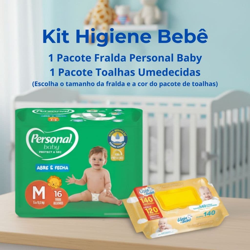 Kit Bebê Fralda Personal + Toalha Umedecida Upa Bebê | Lenço Umedecido Sem Álcool Pele Delicada