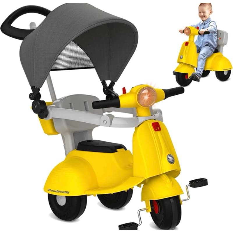 Triciclo Infantil Bandeirante Banderetta 2 em 1 com Capota e Pedal | Passeio e Diversão