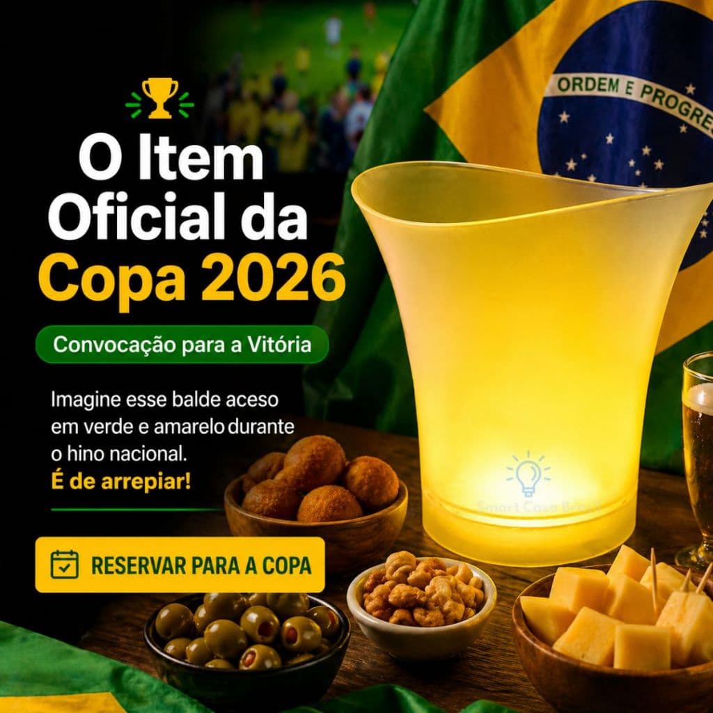Balde Gelo LED Caixa Som Bluetooth 6.5L Bebida Cerveja Festa Copa 2026 Som Luzes Brinde Dia das Mães