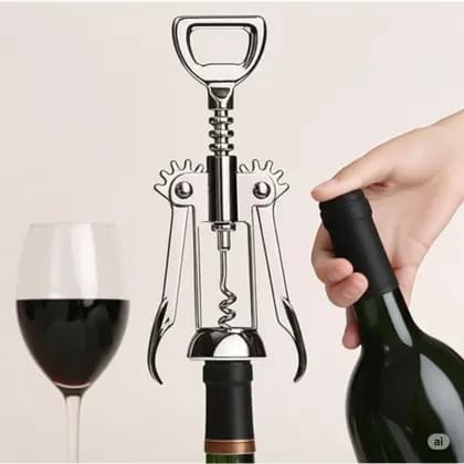 Saca Rolhas Abridor de Vinho Borboleta Profissional Inox Reforçado Manual para Garrafas de Vinho e Cerveja Premium Luxo