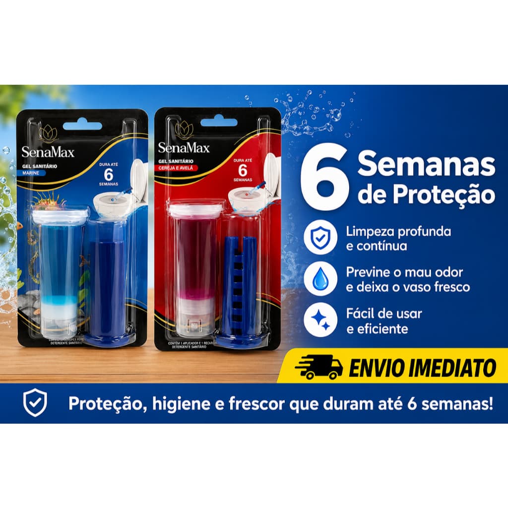 Pastilha Gel Sanitário com Aplicador Permite até 6 adesivo Senamax