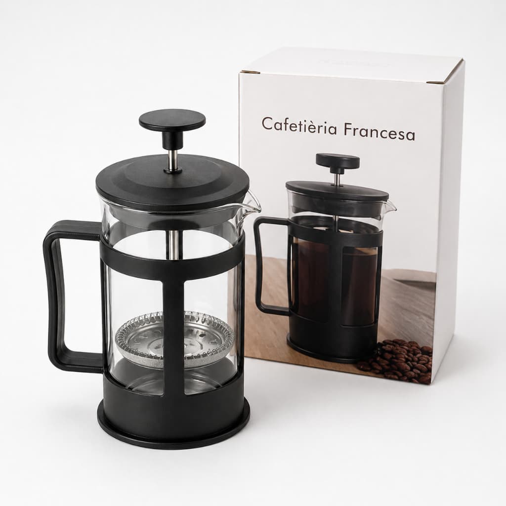 Cafeteira Francesa 300ml Prensa Francesa Vidro Preta French Press Café Chá Manual com Filtro