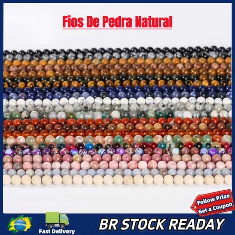 ✅[BR Seller]Fios De Pedra Natural 6mm 58 a 60 Contas Por Fio - Aproximadamente 39CM Por Fio