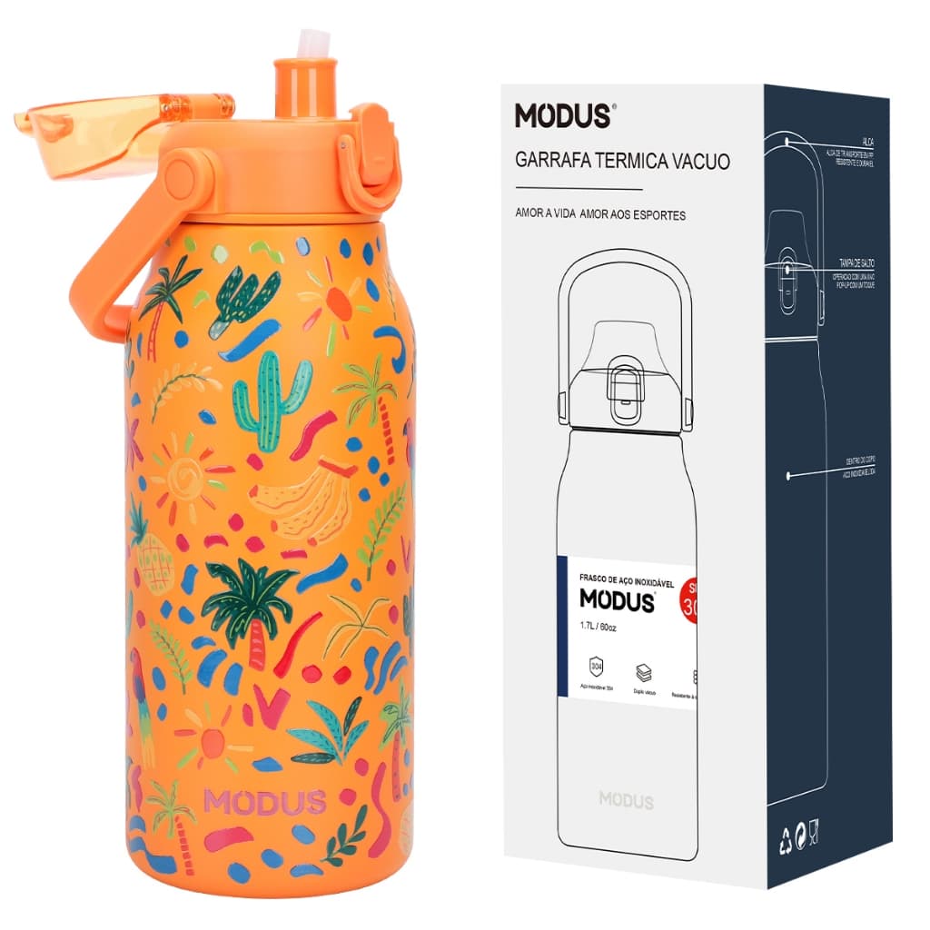 MODUS Garrafa Térmica De Viagem Inox 1700ml Com Isolamento A Vácuo Estampa Exclusiva