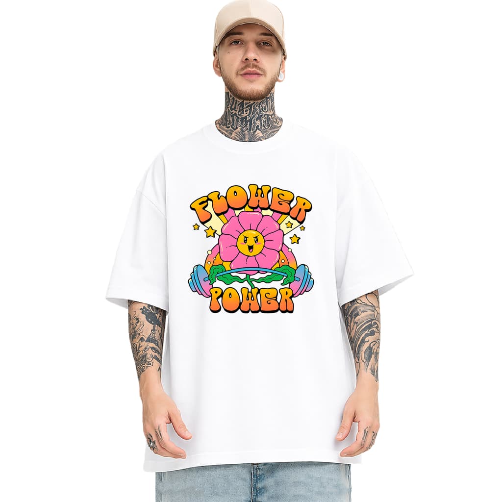 Camiseta Unissex Flower Power Alegre Colorida Que Chama Atenção - Oversized Estilo Único