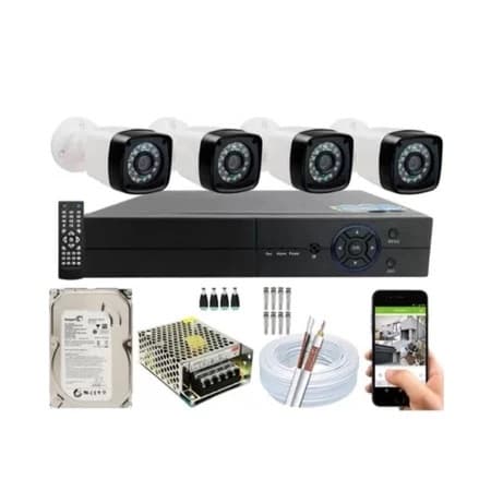 Kit Cftv AF 4 Câmeras Infravermelho Segurança  ahd hd completo com  Dvr Full Hd 4 Ch c cabo  de 100m