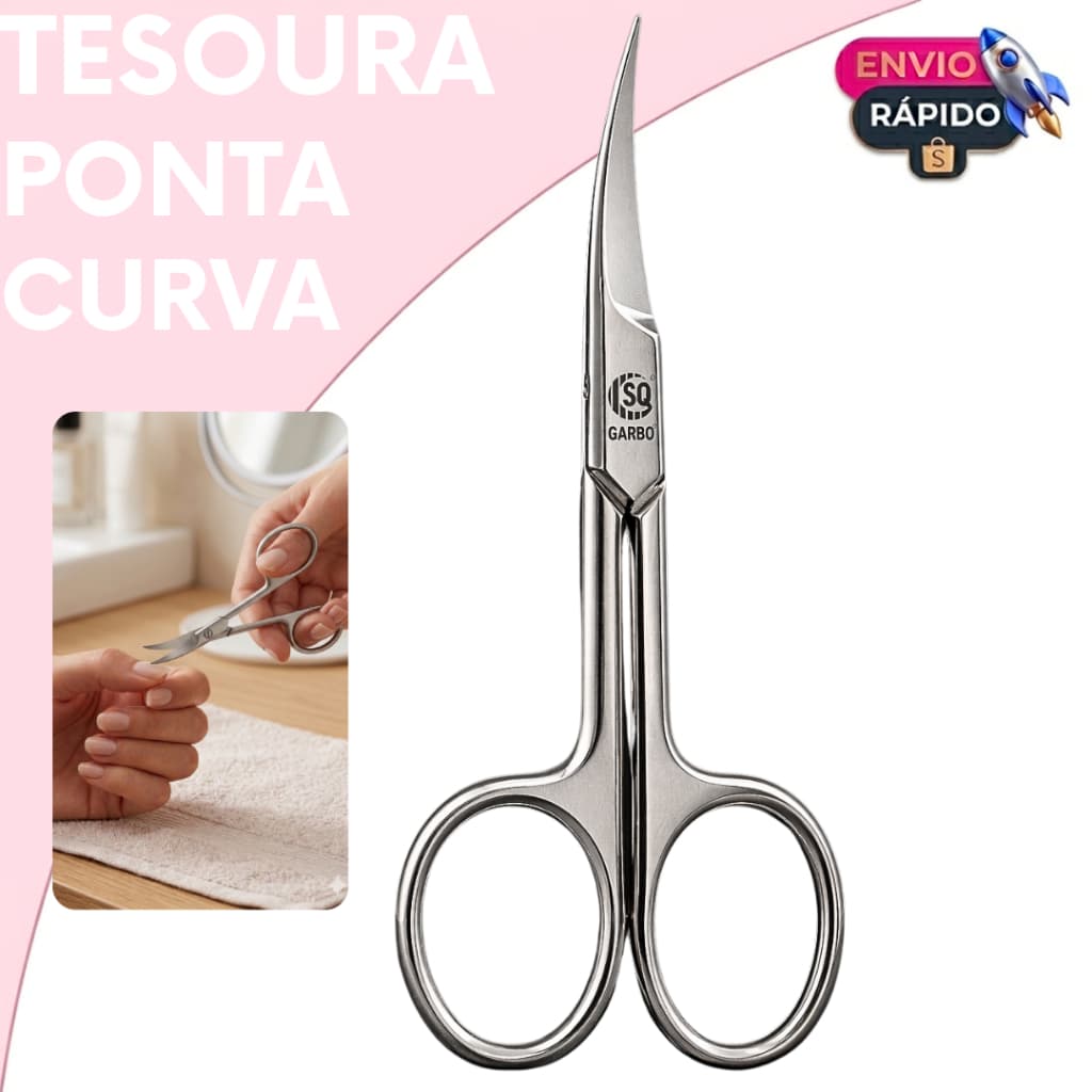 Tesoura De Unha Ponta Curva Em Aço Inoxidável Resistente Premium Uso Domestico e Profissional