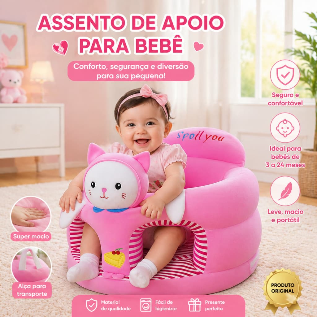 Cadeirinha para Bebe 4 a 24 meses com Enchimento Gatinha Pink Personagens