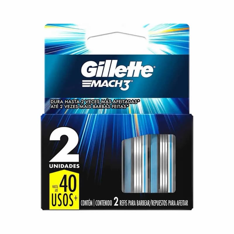Carga Refil para Barbear Gillette Mach3 - 2 Unidades