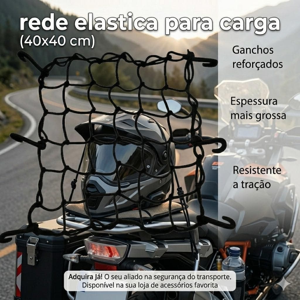 Rede Elástica Aranha Moto Bagageiro Baú Redinha 40x40