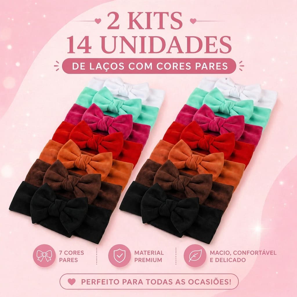 Kit 14 Laços de Bebê Saída Maternidade Menina Conjunto Infantil Turbantes Bebê