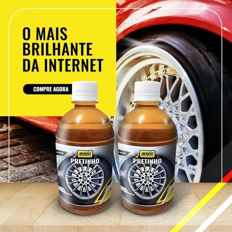 Kit 2 Pneu Pretinho Baba de Onça Automotivo Brilho Concentrado 500ml