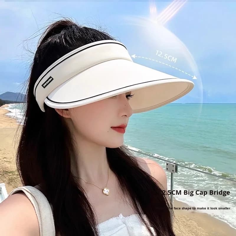 Viseira de praia Luxuosa com viés e Proteção solar 50fps esporte boné de verão com elegância
