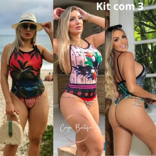 Kit 3 Body Maio Feminino Cavado De Alcinha Tecico Suplex