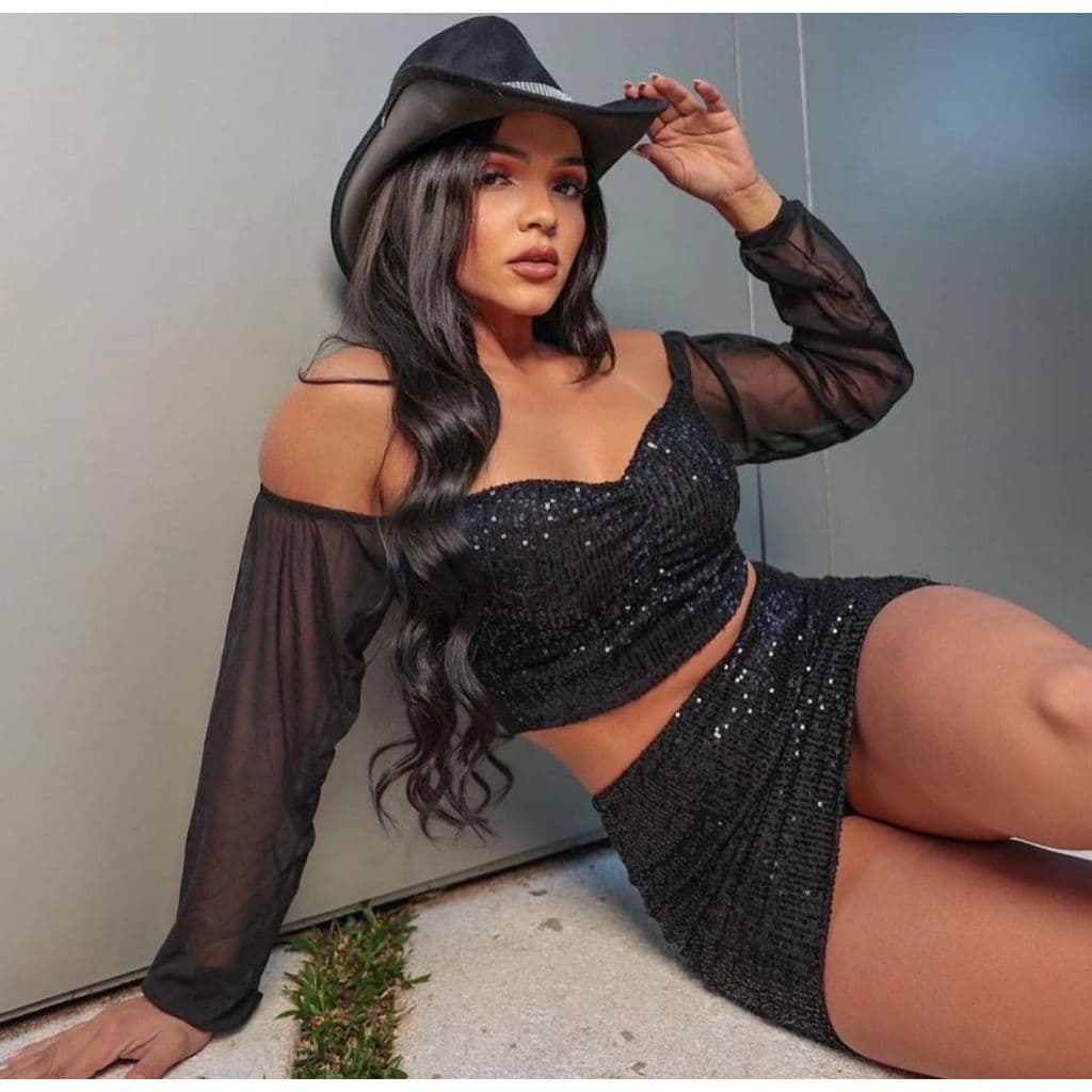 conjunto paetê saia e cropped conjunto paetê feminino saia e blusa conjunto brilho paetê com saia cropped paetê