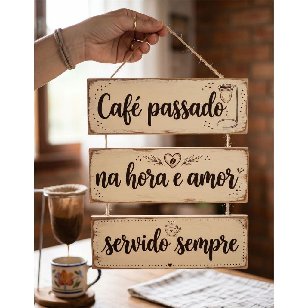 Placa Decorativa Para Cozinha Área Gourmet Cantinho do Café Cafeteira Restaurante Frase Café Decoração Casa MDF