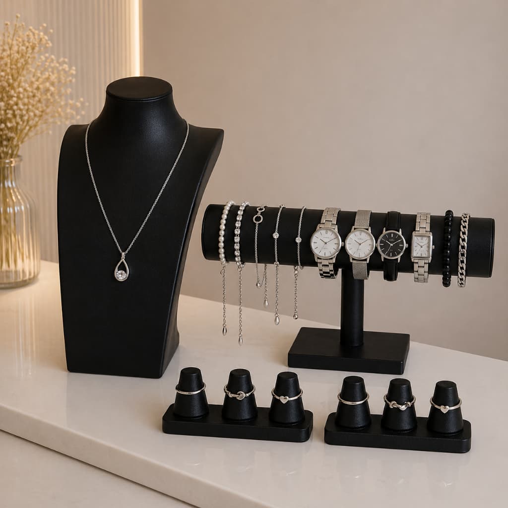 Expositor Joias varias Peças Porta Colar Relógio Pulseira Anel Luxo, expositor suporte colares