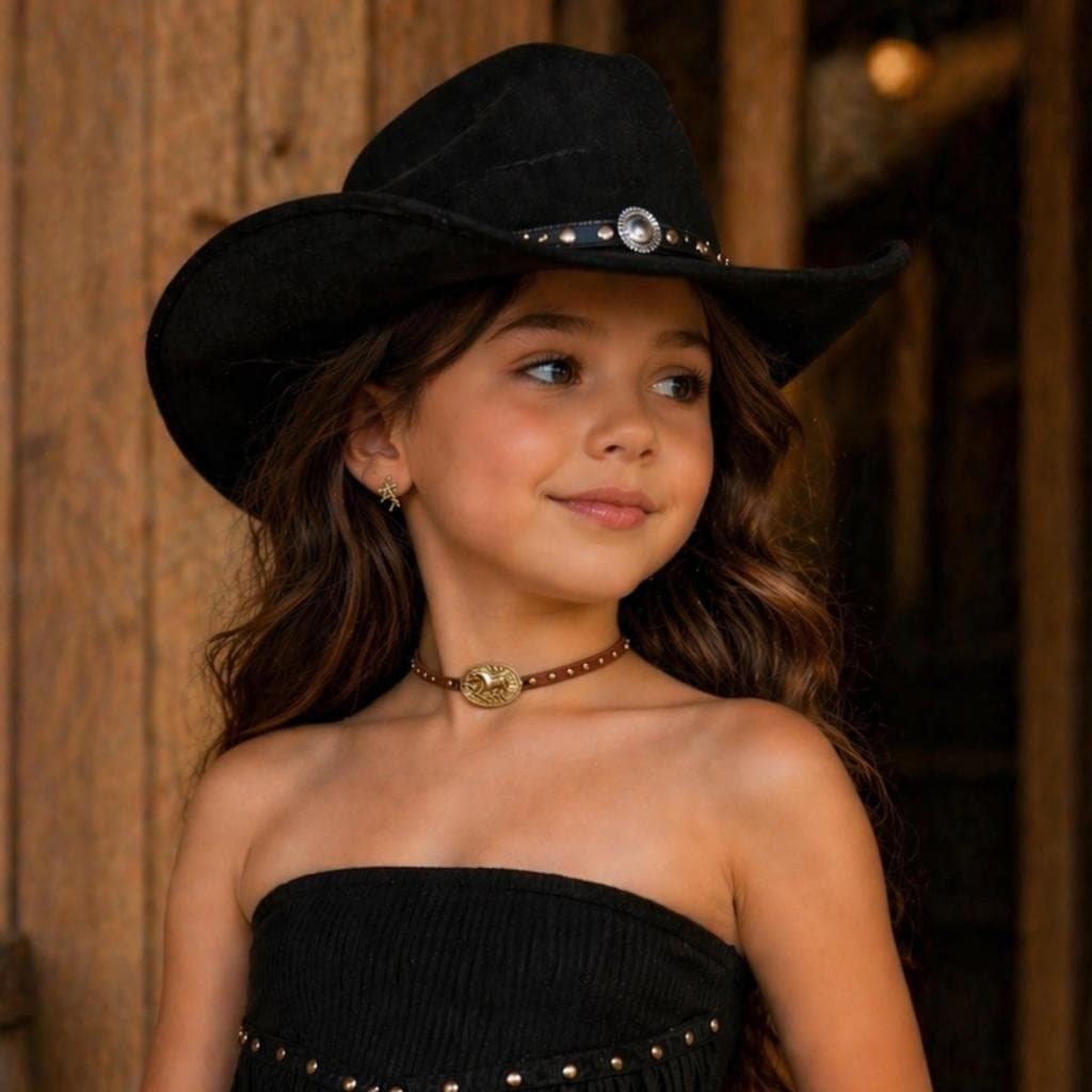 Colar De Menina Country Choker Western Infantil Juvenil Feminina Colar Country Elegante Medalha Dourada Acessório Rodeio